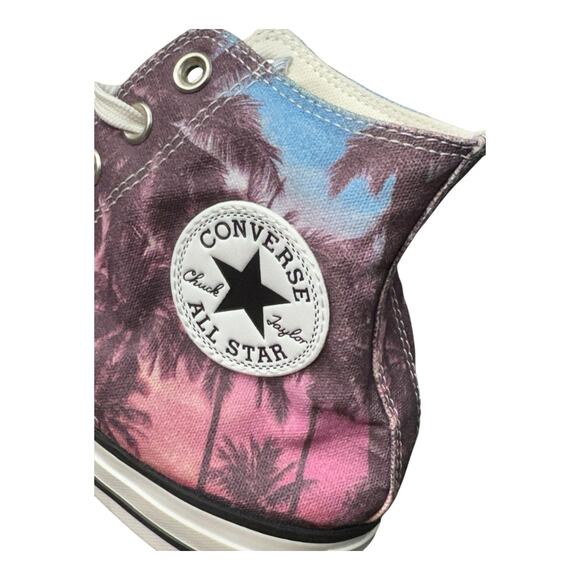 Converse Chuck Taylor High Top Men 7 Women 9 Sunset Palms Tree Shoes Classic - Picture 9 of 10